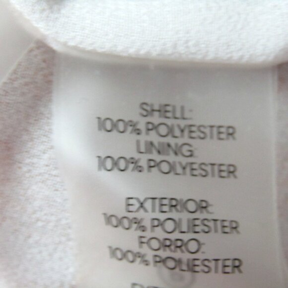 Calvin Klein Top Sz L White Golden Brown Embroidered Stripe Balloon Slv Peasant - Picture 10 of 12